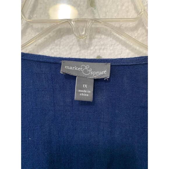 Market & Spruce Stitch Fix LINEN Floral Embroidered Cardigan Size 1X NEW - Picture 2 of 8